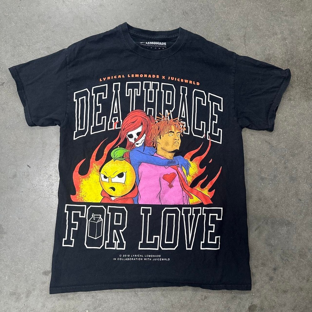 Juice WRLD Lyrical Lemonade Death Race For Love black t-shirt Merch Size M